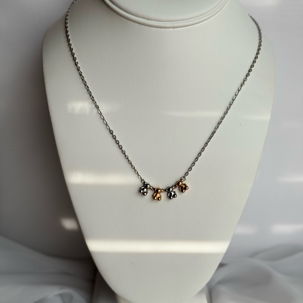 Elegant Two-Tone Bear Pendant Necklace - Picture 2 of 3